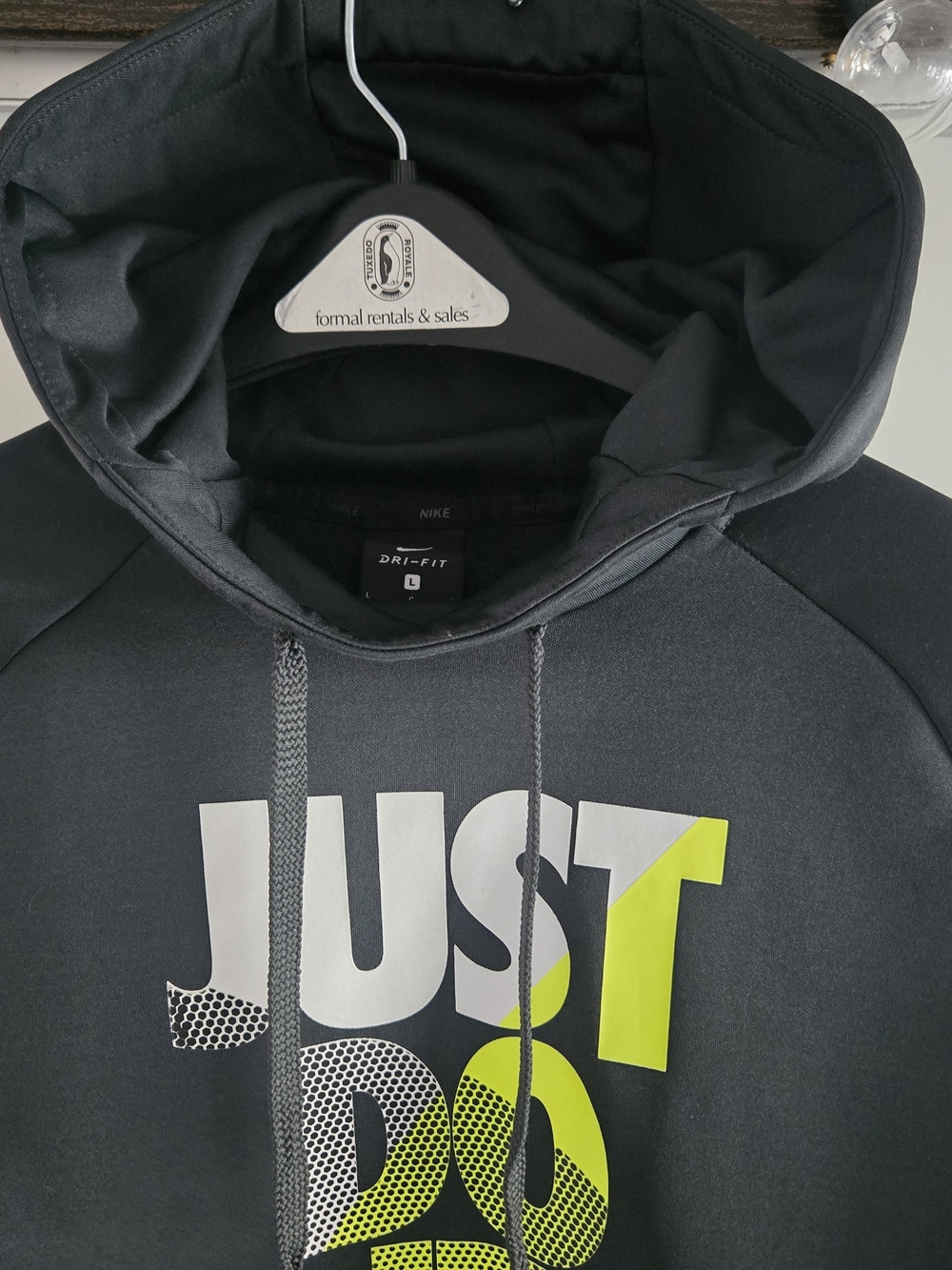 Nike Just Do It Hoodie Mens Large Black Galaxy Graphic Pullover Sweatshirt Retro - Picture 5 of 11